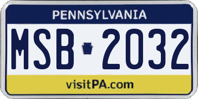 PA license plate MSB2032