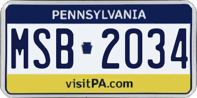 PA license plate MSB2034