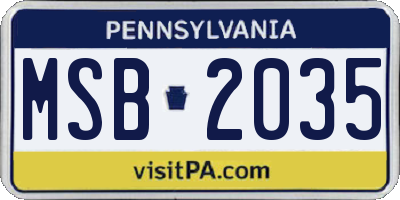 PA license plate MSB2035