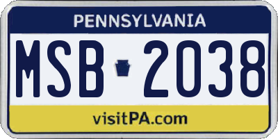 PA license plate MSB2038