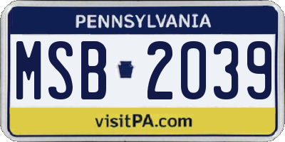 PA license plate MSB2039
