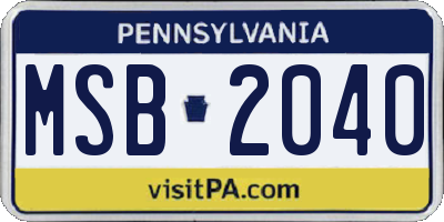 PA license plate MSB2040