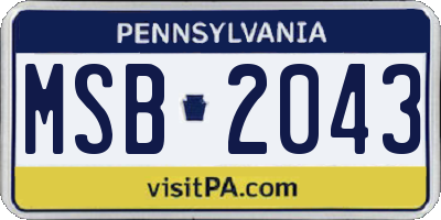 PA license plate MSB2043