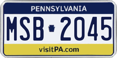 PA license plate MSB2045