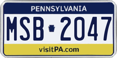 PA license plate MSB2047