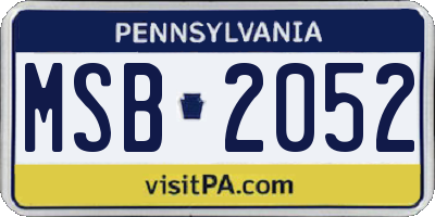 PA license plate MSB2052