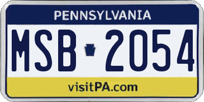 PA license plate MSB2054