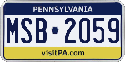 PA license plate MSB2059