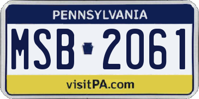 PA license plate MSB2061