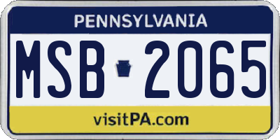 PA license plate MSB2065
