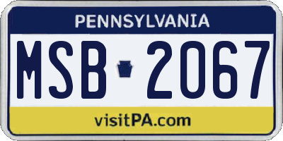 PA license plate MSB2067