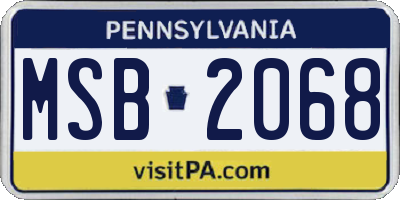 PA license plate MSB2068