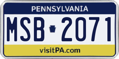 PA license plate MSB2071