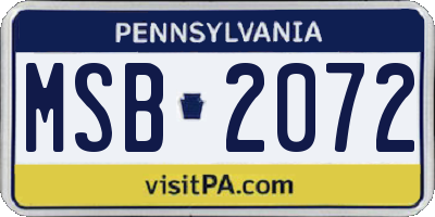 PA license plate MSB2072