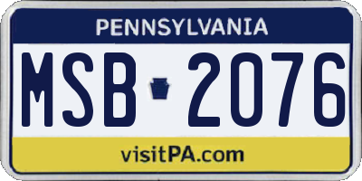PA license plate MSB2076
