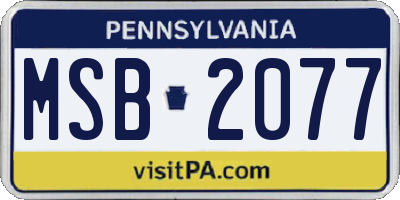 PA license plate MSB2077