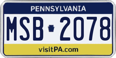 PA license plate MSB2078