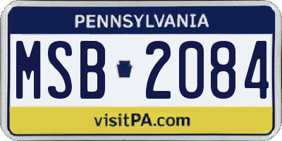 PA license plate MSB2084