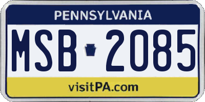 PA license plate MSB2085