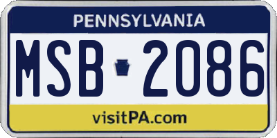 PA license plate MSB2086