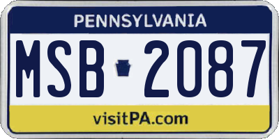 PA license plate MSB2087
