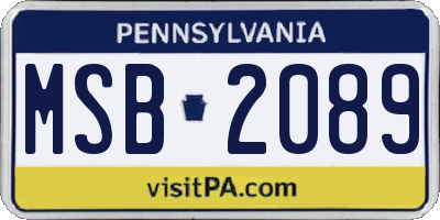PA license plate MSB2089