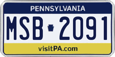 PA license plate MSB2091