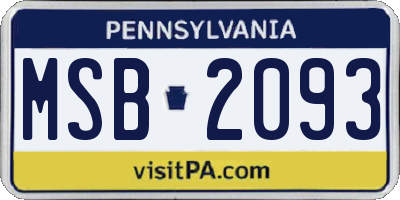 PA license plate MSB2093