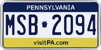 PA license plate MSB2094