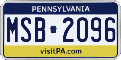 PA license plate MSB2096