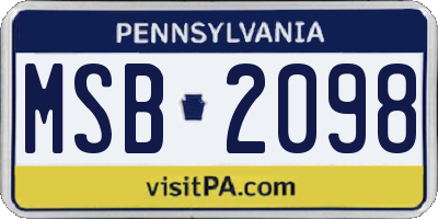 PA license plate MSB2098