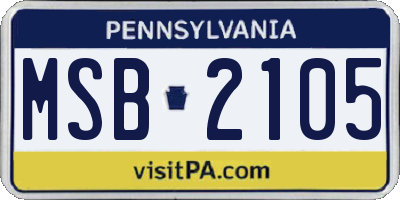PA license plate MSB2105