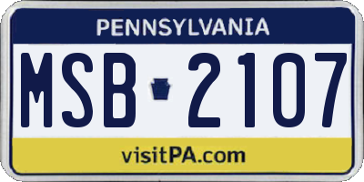 PA license plate MSB2107