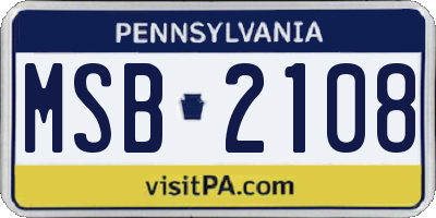PA license plate MSB2108