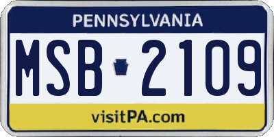 PA license plate MSB2109
