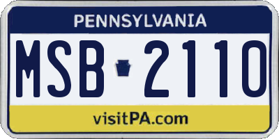 PA license plate MSB2110
