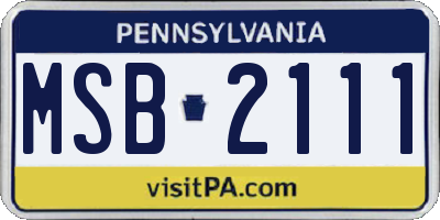 PA license plate MSB2111