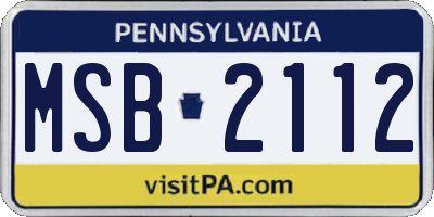 PA license plate MSB2112
