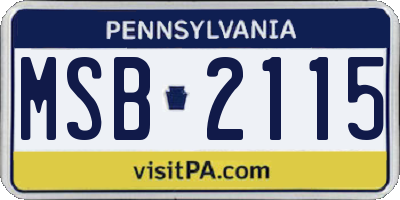 PA license plate MSB2115