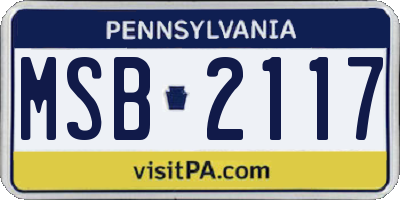 PA license plate MSB2117