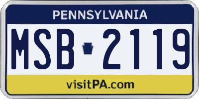 PA license plate MSB2119