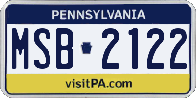 PA license plate MSB2122