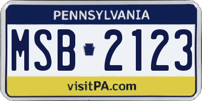 PA license plate MSB2123