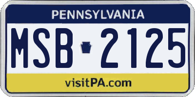 PA license plate MSB2125