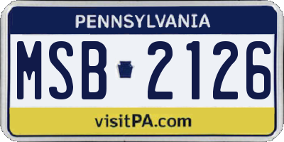 PA license plate MSB2126