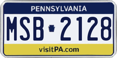 PA license plate MSB2128