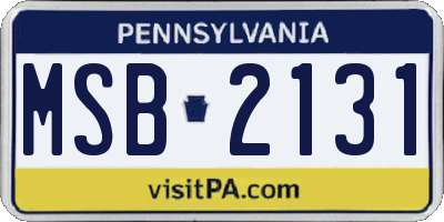 PA license plate MSB2131