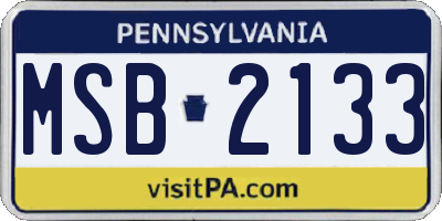 PA license plate MSB2133