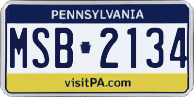PA license plate MSB2134