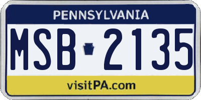 PA license plate MSB2135